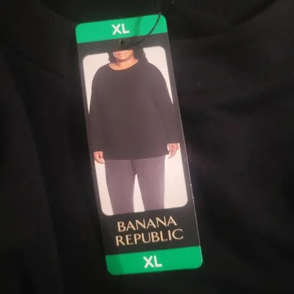 Banana Republic NWT Women's Black Long Sleeve Knit Relaxed Tunic Top - Size XL - Picture 9 of 9
